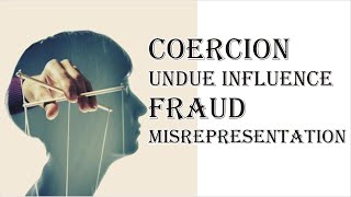 Coercion Undue Influence Fraud Misrepresentation  Indian Contract Act 1872  Law Guru [upl. by Oinesra]