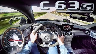 Mercedes AMG C63 S Coupe ACCELERATION amp TOP SPEED POV Autobahn by AutoTopNL [upl. by Cassil960]