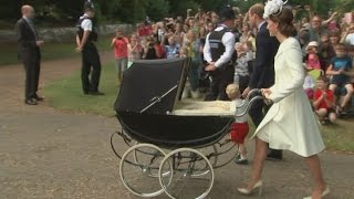 First glimpse of Princess Charlotte as she arrives for christening [upl. by Golanka]