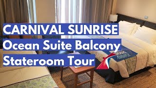 Carnival SUNRISE Ocean Suite Balcony Stateroom Carnival Cruise Cabin Tour 7239 [upl. by Keeler]