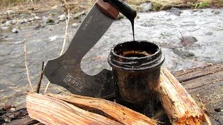 Making Tar from Fatwood  Natural Waterproofing [upl. by Ahselef]