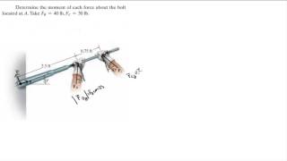 Determine the moment of each force about the bolt located at A Take FB  40 lb FC  50 lb [upl. by Nylodnarb312]