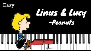 Linus amp Lucy  A Charlie Brown Christmas  EASY Piano Tutorial [upl. by Eceryt]