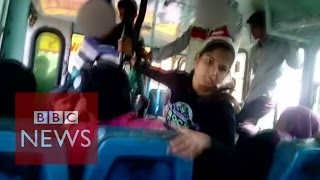 Beaten with belts Sisters stand up to alleged harassers on a bus in India [upl. by Ueihtam]